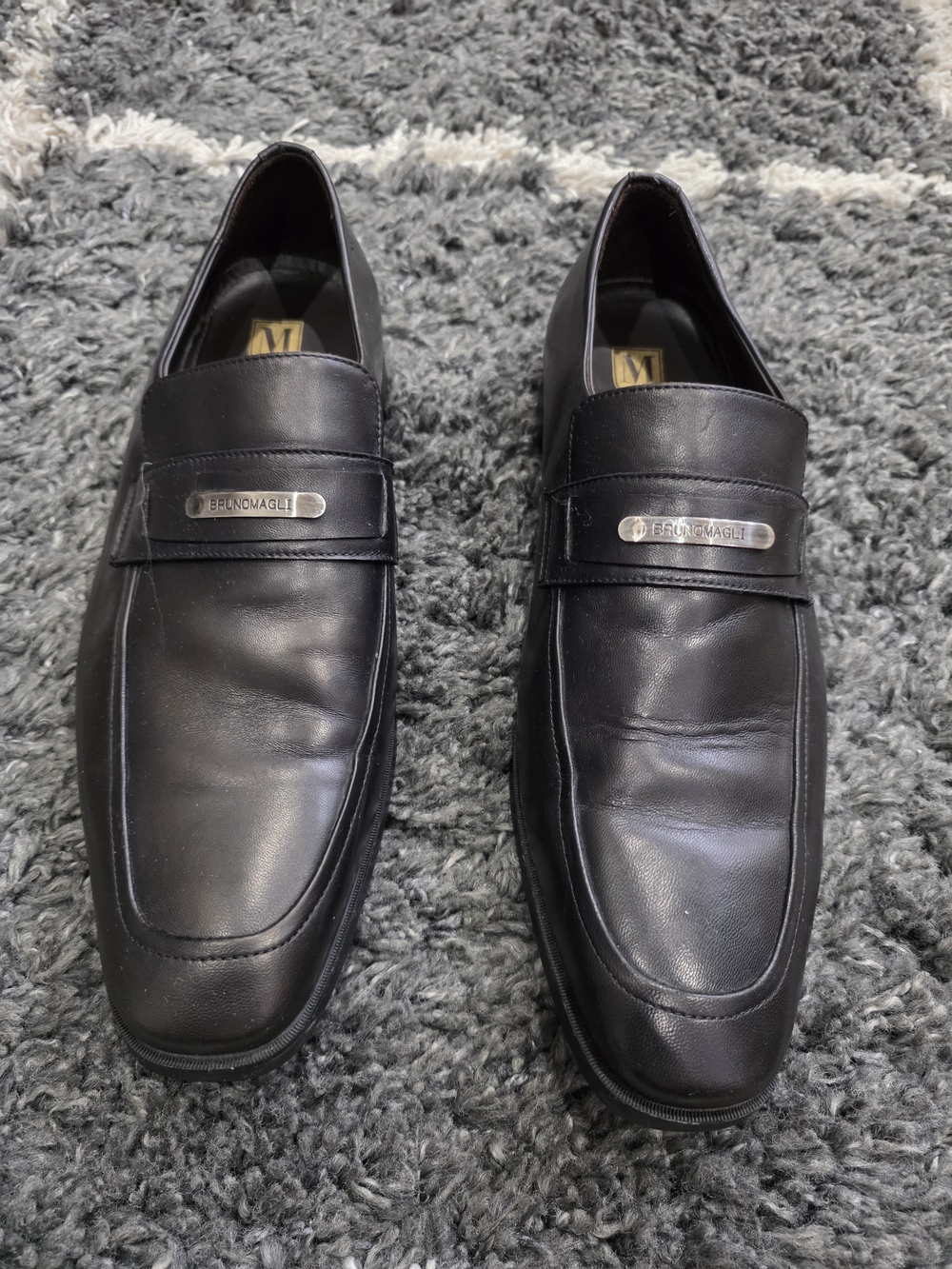Bruno Magli Men’s Black Leather Slip-On Loafers Size 11.5 Made in Italy
